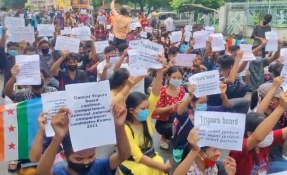 External Students organized 'massive' protest at TBSE Office demanding cancellation of Board Exams